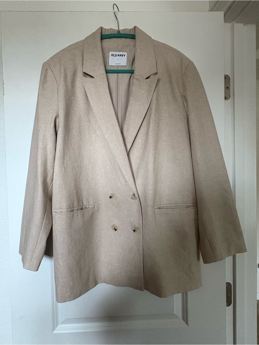 Old Navy Double-Breasted Beige Blazer NWT Beige Sz L